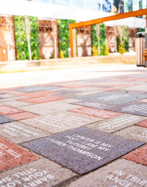 bricks on ground commemorating cancer patients